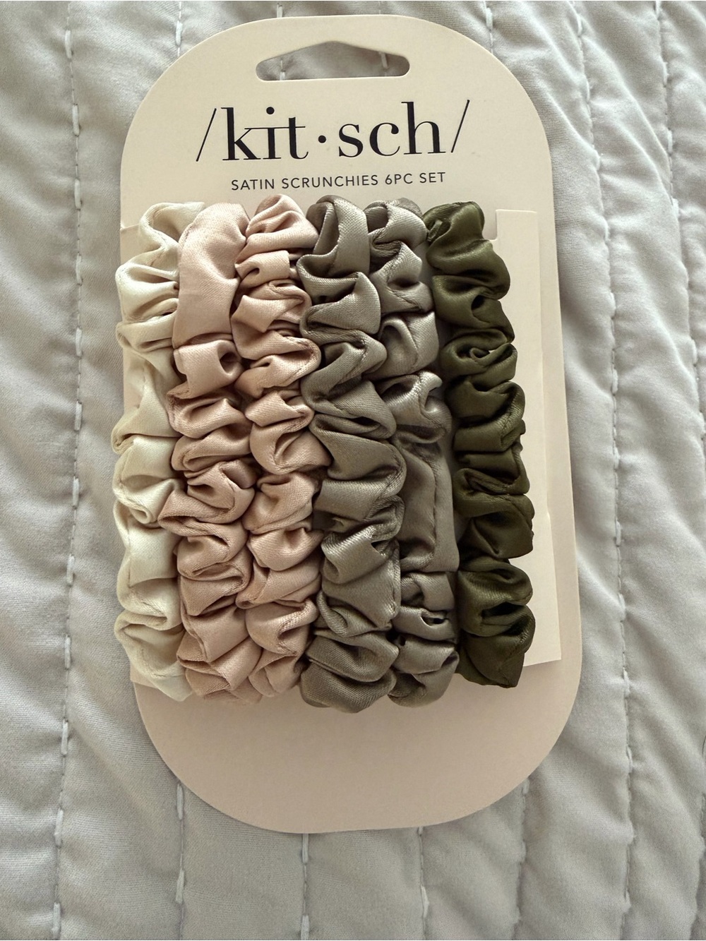 Kitsch Satin Scrunchies 6-Pack in Cream, Blush, Taupe, Sage, Olive